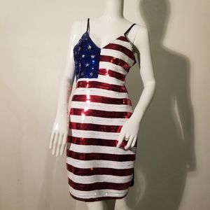 American Flag Sequin 4th of July Dress Medium/Larg